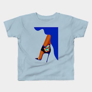 Colorful high heel shoe with blue skirt - Transparent  background Kids T-Shirt